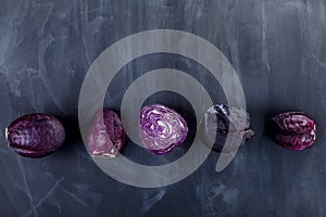 Five red cabbages