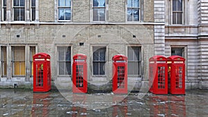 Five Red Telephone Boxes