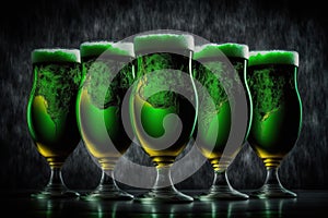 Splash of Refreshing five glasses of green beer