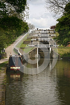 Five rise locks on canal