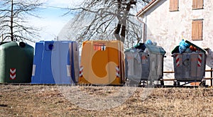 five rubbish bins for municipal solid waste and for the separate