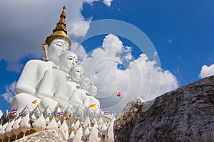 Five sitting Buddha statues at Wat Pha Sorn KaewWat Phra Thart Pha Kaew