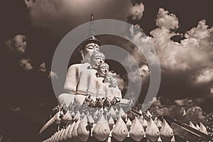 Five sitting Buddha statues at Wat Pha Sorn KaewWat Phra Thart Pha Kaew