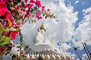 Five sitting Buddha statues at Wat Pha Sorn KaewWat Phra Thart Pha Kaewin Khao Kho,Phetchabun,north-central Thailand.