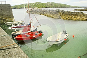 Five Small Boats at a Dock, Lewis, Scotland photo