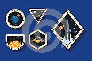 five space outer retro icons