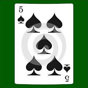 Five spades. Card suit icon vector, playing cards symbols vector