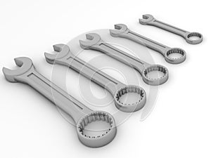 Five spanners. 3d