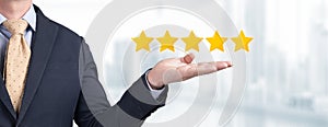 Five star, Feedback, review and rating concepts. Customer Experience Concept, Best Excellent Services for Satisfaction present by