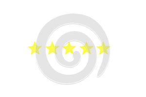 Five star service rating concept on white background, 3D rendering