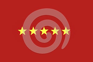 Five star service rating concept on white background, 3D rendering