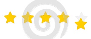 Five stars customer product rating. Flat icon for apps and websites.