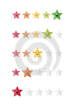 Five stars customer product rating review colorful flat icon scale for apps and websites