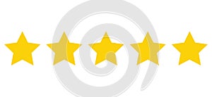 Five stars customer product rating review flat icon for apps and websites, vector. Five stars rating.