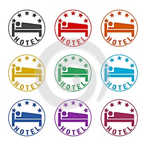 Five Stars Hotel Flat Icon or logo, color set