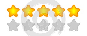 Five stars icon cute isolated on white background, chic 5 star shape yellow orange, illustration simple star rating symbol, clip