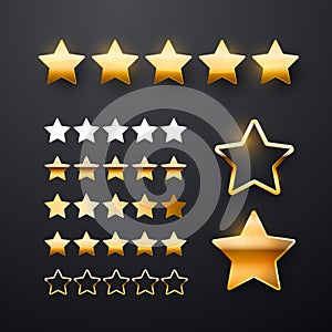 Five stars icon set for app interface design.