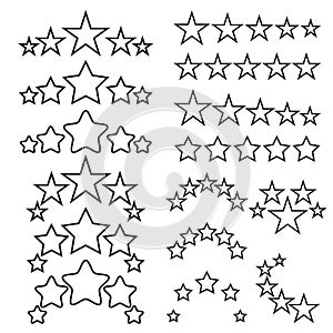 Five stars icons. Five-star quality icons. Five star symbols