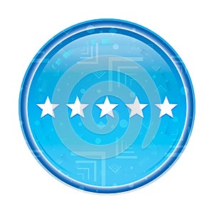 Five stars rating icon floral blue round button