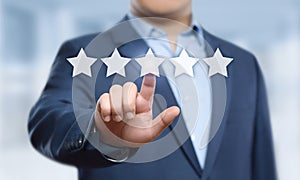 5 Five Stars Rating Quality Review Best Service Business Internet Marketing Concept