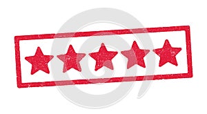 Five stars rating red ink stamp