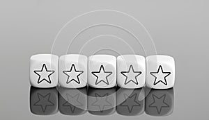Five stars rating, service feedback, customer review, poll, satisfaction survey concept