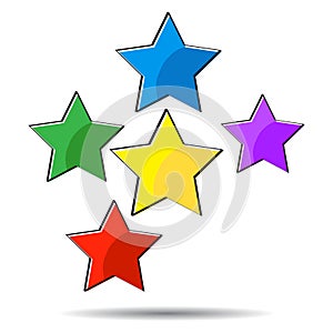 Five Stars on white background