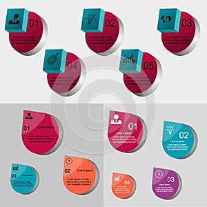 Five-step infographic of 3D figures of different sizes