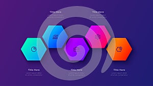Five Step Process Infographic Template. 5 Steps Circular Gradient Diagram for Presentation and Data Flow
