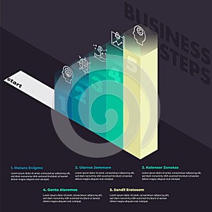 Five Stepped Infographic With Information, Growth, Colorful