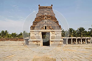 Five storeyed East Gopura, Pattabhirama Temple, Hampi, Karnataka. View from west.