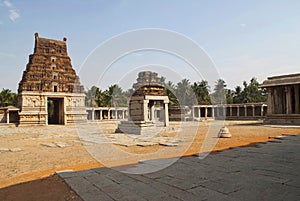 Five storeyed East Gopura and the prakara, Pattabhirama Temple, Hampi, Karnataka. View from north west.