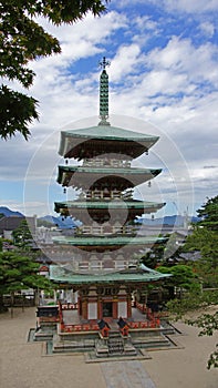 Five storied pagoda of Kosanji Temple in Japan photo