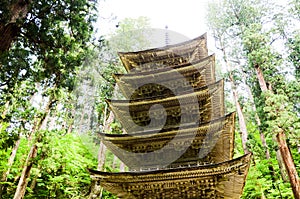 Five Storied Pagoda in Mt. Haguro, Yamagata, Japan photo