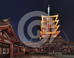 Five Storied Pagoda at Senso-ji Temple, Asakusa, Tokyo, Japan