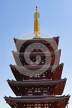Five-Storied Pagoda of Sensoji Temple in Asakusa, Tokyo