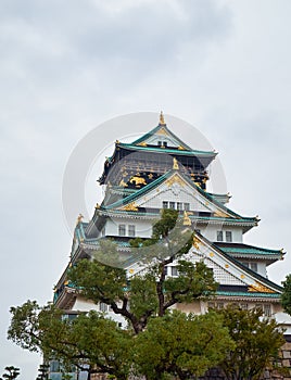 The five stories Main Tower Tenshu of the Osaka Castle. Osaka. Japan