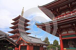 Five Stories Pagoda at Sensoji Temple, Japan