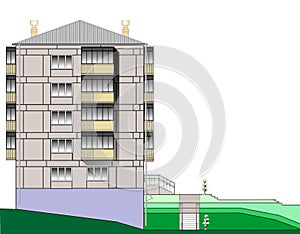 Five story apartment block