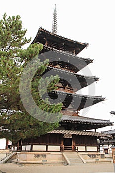 five-story pagoda of Horyu ji in Nara