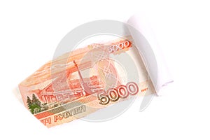 Five thousand roubles background torn paper