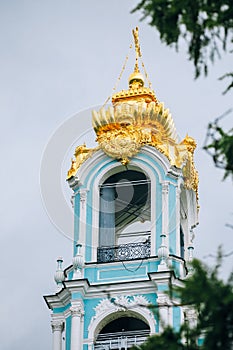 Five-tiered Lavra Bell Tower, built in the years 1741-1770 in Trinity Sergius Lavra, Sergiev Posad, Russia.