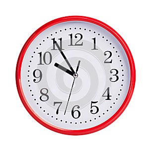 Five to ten on a round clock face