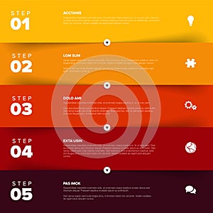 Five vector progress block horizontal steps template