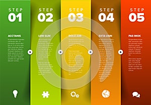 Five vertical stripe steps progress page template