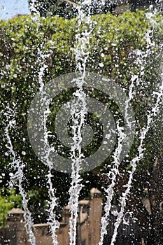 Five water sprays of a fountain