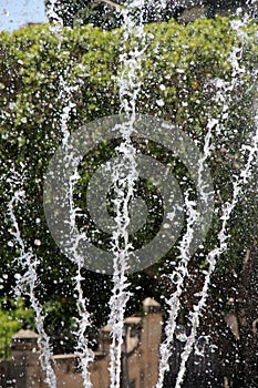 Five water sprays of a fountain photo