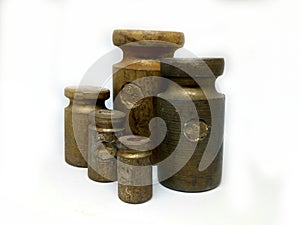 five weights made of brass