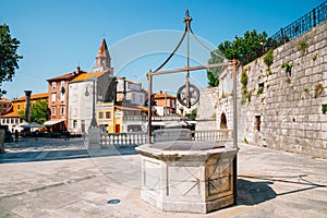 Five wells square and old town in Zadar, Croatia photo