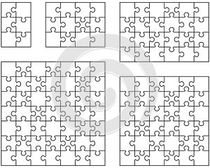 five white puzzles, separate pieces